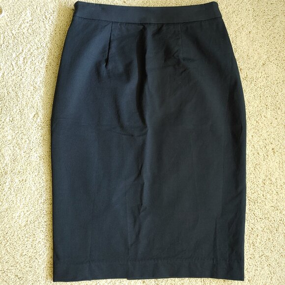 NWOT Banana Republic Bi-Stretch Wrap Side Slit Navy Blue Pencil Skirt (2 US) - Picture 5 of 15